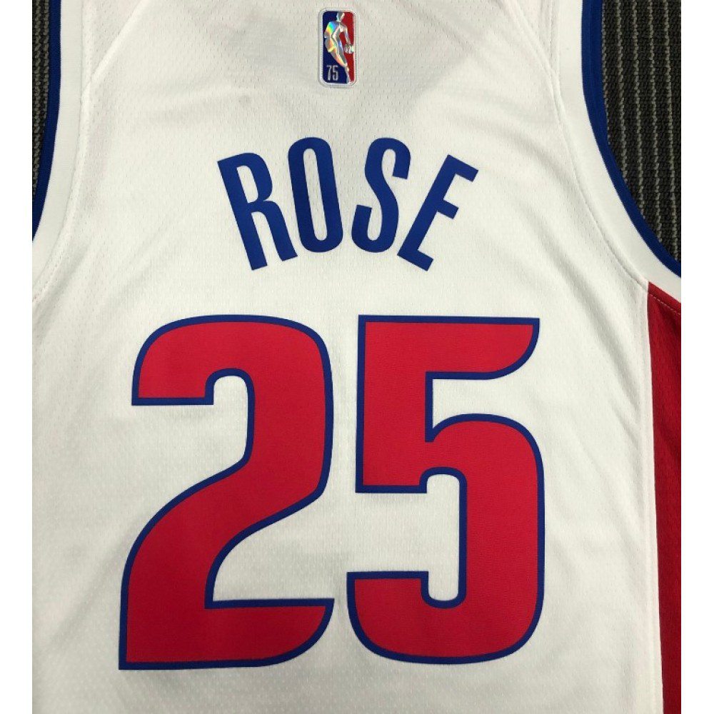 Men's Detroit Pistons Derrick Rose #25 White 2021/22 Swingman NBA Jersey - Icon Edition-Pro Kit Vault | Brand New 26/27 Sports Jerseys